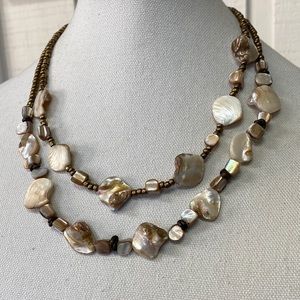 Pretty double strand neutral tone beach shell style necklace